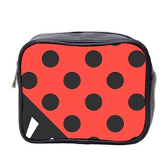 Red Black Hole White Line Wave Chevron Polka Circle Mini Toiletries Bag 2-side by Mariart