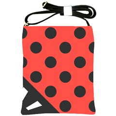 Red Black Hole White Line Wave Chevron Polka Circle Shoulder Sling Bags by Mariart