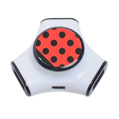 Red Black Hole White Line Wave Chevron Polka Circle 3-port Usb Hub by Mariart