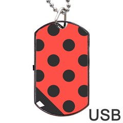 Red Black Hole White Line Wave Chevron Polka Circle Dog Tag Usb Flash (one Side)