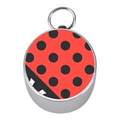 Red Black Hole White Line Wave Chevron Polka Circle Mini Silver Compasses