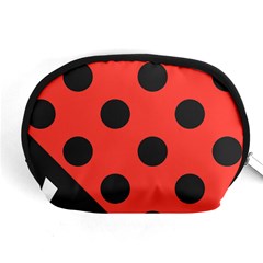 Red Black Hole White Line Wave Chevron Polka Circle Accessory Pouches (medium)  by Mariart