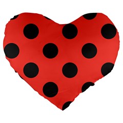 Red Black Hole White Line Wave Chevron Polka Circle Large 19  Premium Flano Heart Shape Cushions by Mariart