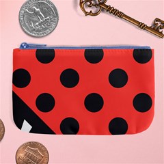 Red Black Hole White Line Wave Chevron Polka Circle Large Coin Purse by Mariart