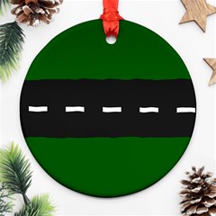 Road Street Green Black White Line Ornament (round) by Mariart