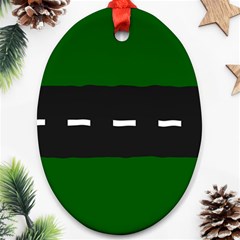 Road Street Green Black White Line Ornament (oval) by Mariart