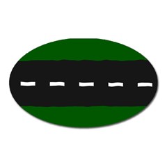 Road Street Green Black White Line Oval Magnet by Mariart