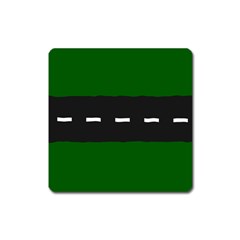 Road Street Green Black White Line Square Magnet