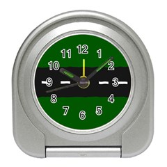 Road Street Green Black White Line Travel Alarm Clocks by Mariart