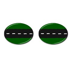 Road Street Green Black White Line Cufflinks (oval) by Mariart