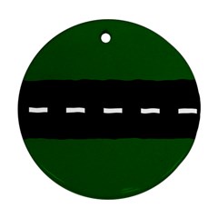 Road Street Green Black White Line Round Ornament (two Sides) by Mariart