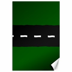 Road Street Green Black White Line Canvas 12  X 18  