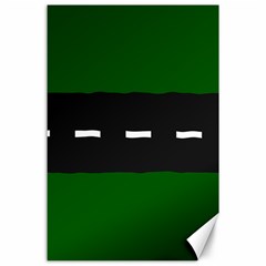 Road Street Green Black White Line Canvas 24  X 36 