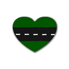 Road Street Green Black White Line Rubber Coaster (heart)  by Mariart