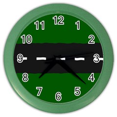 Road Street Green Black White Line Color Wall Clocks by Mariart