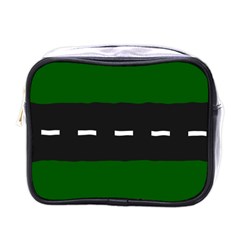 Road Street Green Black White Line Mini Toiletries Bags by Mariart