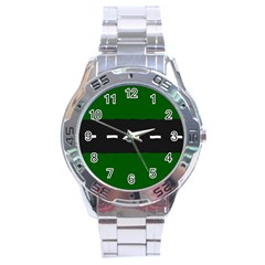 Road Street Green Black White Line Stainless Steel Analogue Watch by Mariart