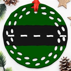 Road Street Green Black White Line Ornament (round Filigree) by Mariart