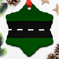 Road Street Green Black White Line Ornament (snowflake) by Mariart