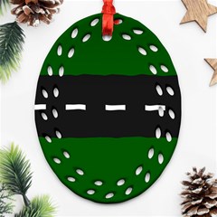 Road Street Green Black White Line Ornament (oval Filigree) by Mariart