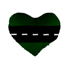 Road Street Green Black White Line Standard 16  Premium Heart Shape Cushions by Mariart