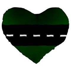 Road Street Green Black White Line Large 19  Premium Heart Shape Cushions by Mariart