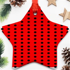 Red White Black Hole Polka Circle Ornament (star)