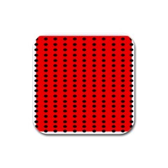 Red White Black Hole Polka Circle Rubber Square Coaster (4 Pack)  by Mariart