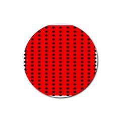 Red White Black Hole Polka Circle Rubber Round Coaster (4 Pack)  by Mariart