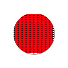 Red White Black Hole Polka Circle Magnet 3  (round) by Mariart