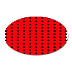 Red White Black Hole Polka Circle Oval Magnet by Mariart