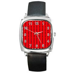 Red White Black Hole Polka Circle Square Metal Watch by Mariart