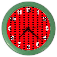 Red White Black Hole Polka Circle Color Wall Clocks