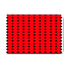 Red White Black Hole Polka Circle Small Doormat  by Mariart