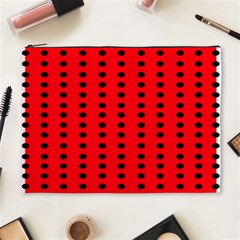 Red White Black Hole Polka Circle Cosmetic Bag (xl)