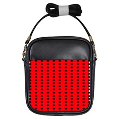 Red White Black Hole Polka Circle Girls Sling Bags by Mariart