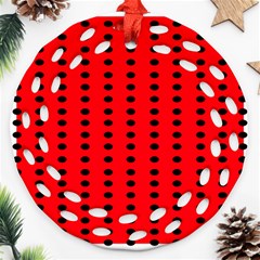 Red White Black Hole Polka Circle Ornament (round Filigree) by Mariart