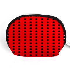 Red White Black Hole Polka Circle Accessory Pouches (medium)  by Mariart