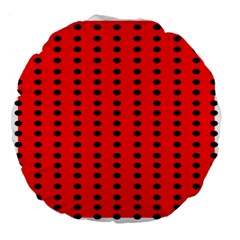 Red White Black Hole Polka Circle Large 18  Premium Flano Round Cushions by Mariart