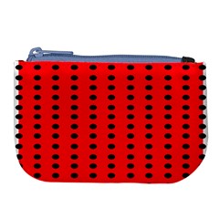 Red White Black Hole Polka Circle Large Coin Purse