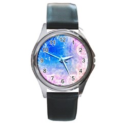 Horoscope Compatibility Love Romance Star Signs Zodiac Round Metal Watch by Mariart