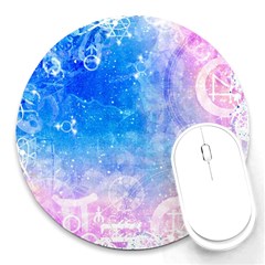 Horoscope Compatibility Love Romance Star Signs Zodiac Round Mousepads by Mariart