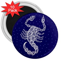 Scorpio Zodiac Star 3  Magnets (10 Pack)  by Mariart