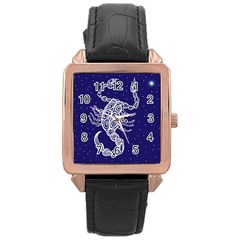 Scorpio Zodiac Star Rose Gold Leather Watch  by Mariart