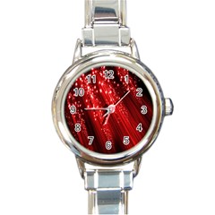 Red Space Line Light Black Polka Round Italian Charm Watch by Mariart