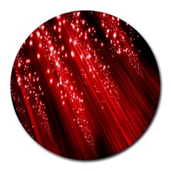 Red Space Line Light Black Polka Round Mousepads by Mariart