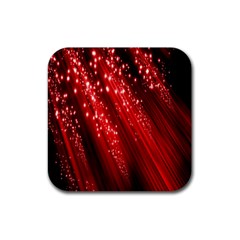 Red Space Line Light Black Polka Rubber Coaster (square)  by Mariart