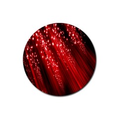 Red Space Line Light Black Polka Rubber Coaster (round)  by Mariart