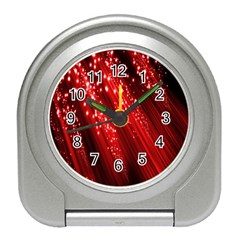 Red Space Line Light Black Polka Travel Alarm Clocks by Mariart