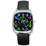 Saga Colors Rainbow Stone Blue Green Red Purple Space Square Metal Watch Front